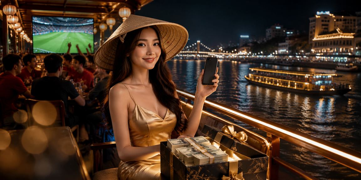 Người dùng miền Tây duyệt casino mobile bằng điện thoại trong bối cảnh sông nước